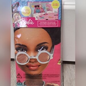 Brand New Barbie Pink and White Reversible Pillowcase